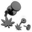 Piercing oreille style faux plug  pendentif feuille de cannabis