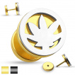 Piercing oreille style faux plug avec feuille cannabis cerclée