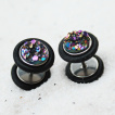 Piercing oreille style faux plug  strass multicolores