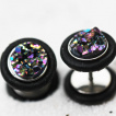 Piercing oreille style faux plug  strass multicolores