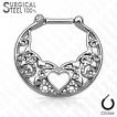 Piercing septum en acier à demi-lune avec dentelle de coeurs