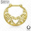 Piercing septum en acier à demi-lune avec dentelle de coeurs