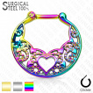 Piercing septum en acier  demi-lune avec dentelle de coeurs