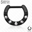 Piercing septum en acier ponctu de 5 strass clairs