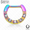 Piercing septum en acier ponctu de 5 strass clairs