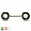 Piercing téton à disques pointillés avec opales