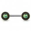 Piercing téton à disques pointillés avec opales
