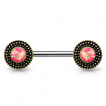 Piercing téton à disques pointillés avec opales