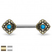 Piercing tton  fleurs tribales avec turquoises