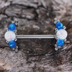 Piercing tton  arcs d'opales bleues et blanches