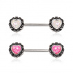 Piercing téton avec coeurs en Opale taillés
