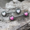 Piercing téton avec coeurs en Opale taillés
