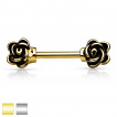 Piercing tton barbell avec fleurs vintages aux extrmits