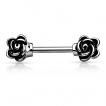 Piercing tton barbell avec fleurs vintages aux extrmits