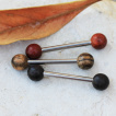 Piercing tton barbell  boules en bois naturel