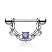 Piercing téton barbell en acier à arc en laiton décoré avec strass