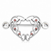 Piercing tton bouclier coeur vintage  strass roses