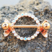 Piercing téton bouclier cuivré serti style bonbon