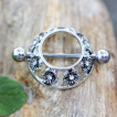 Piercing téton bouclier de fleurs à strass