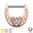 Piercing tton clicker en croissant de lune avec coeur