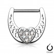Piercing tton clicker en croissant de lune avec coeur