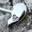 Piercing téton coeur fragmenté à strass