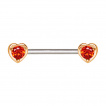 Piercing tton coeurs dors  zirconia rouges