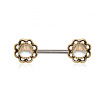 Piercing téton coquillage en fleur style antique