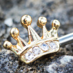 Piercing téton à couronnes de reine dorées à strass