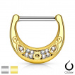 Piercing téton croissant de lune décoré et pavé de strass