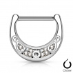 Piercing téton croissant de lune décoré et pavé de strass