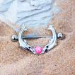 Piercing téton dauphins avec coeur d'Opale