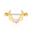 Piercing téton doré style elfique à coeur strass