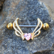 Piercing téton doré style elfique à coeur strass