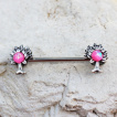 Piercing tton embouts arbre de vie  Opale rose