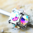 Piercing téton à embouts cubes strass