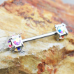 Piercing téton à embouts cubes strass