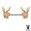 Piercing téton en acier à lapins Playboy en laiton à paillettes
