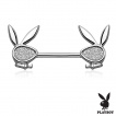 Piercing téton en acier à lapins Playboy en laiton à paillettes