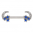 Piercing tton  toiles bleues emailles et lunes serties