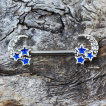 Piercing téton à étoiles bleues emaillées et lunes serties