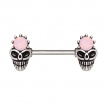Piercing téton gothique à crane au front d'opale rose