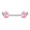 Piercing téton gouttes strass roses à papillons