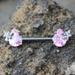 Piercing téton gouttes strass roses à papillons
