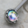 Piercing téton perles reflets arc-en-ciel