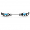 Piercing tton  plumes avec ovales emaills turquoise
