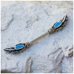 Piercing tton  plumes avec ovales emaills turquoise