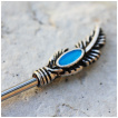 Piercing tton  plumes avec ovales emaills turquoise