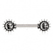 Piercing téton à soleils et lunes style ancien