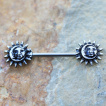 Piercing téton à soleils et lunes style ancien